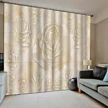 

High quality custom 3d curtain fabric marble curtains Beautiful Photo Fashion Customized 3D Curtains rose curtains