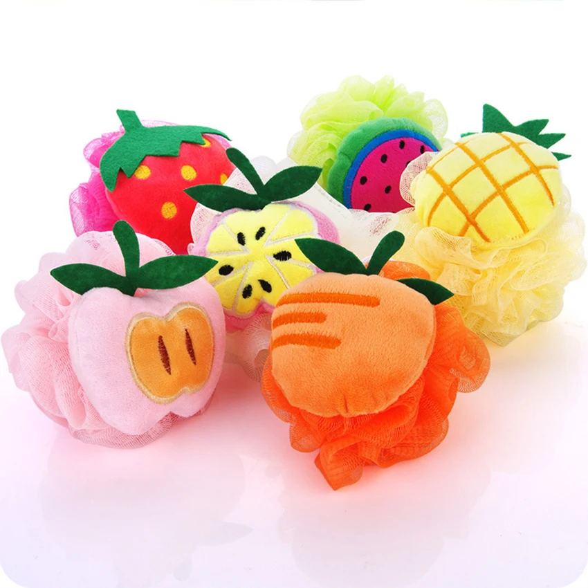 Cartoon Fruit Bath Ball Rich Bubbles Body Cleaning Brush Children Bathing Toys Soft Nylon Plush Mesh Scrubber Wash Hands | Дом и сад