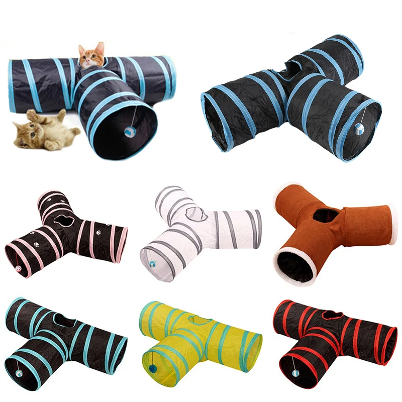Pet туннель для кошек игрушки складной 2/3/4/5 отверстия для домашних животных кота обучающая игрушка Интерактивная трубка забавная игрушка для кошки; тапочки с кроликом; шлёпанцы для игровой туннель трубки