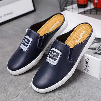 

Mens Casual Sneakers Summer Style Moccasins Boat Men Half Drag Young Casual Loafers Shoes Brand Designer Half slippers For Men