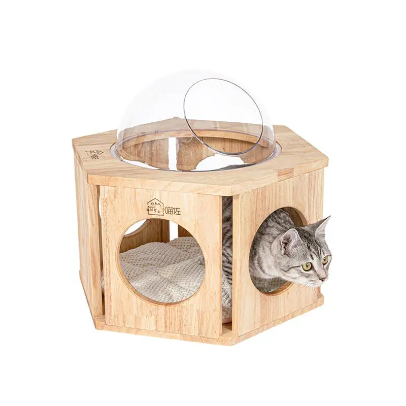 

Wooden Cat Climbing Frame Cat Litter Cat Tree & Solid Wood Cat House & Oak Cat Litter Pet Supplies