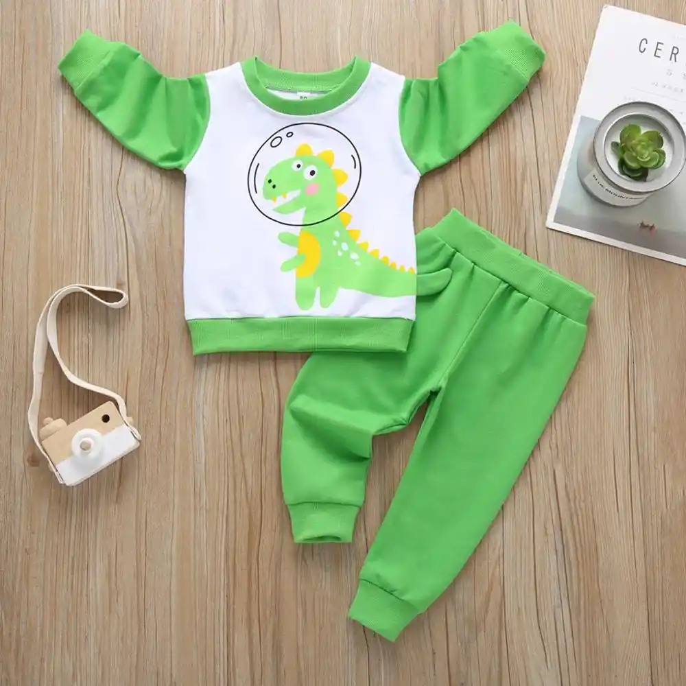 Pijamas De Bebe Pijamas Katoen Nachtklending Kleding Dinosaurio Verde Impresion Superior Solido Pijama De Ocio Para Ninos Sets De Pijamas Aliexpress