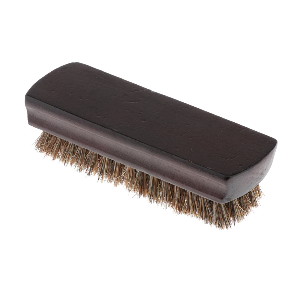 Shoe Boot Cleaning Brush Cleaner Polishing Brush With Wooden Handle Brown