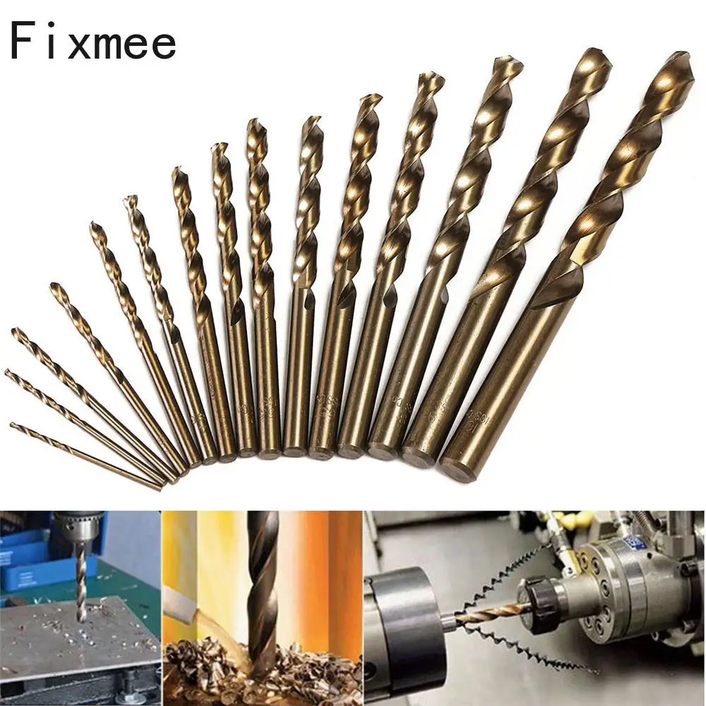 40-133mm Length Wood15pcs Cobalt Drill Bits For Metal Wood Working M35 HSS Co Steel Straight Shank 1.5-10mm Twist Drill Bit