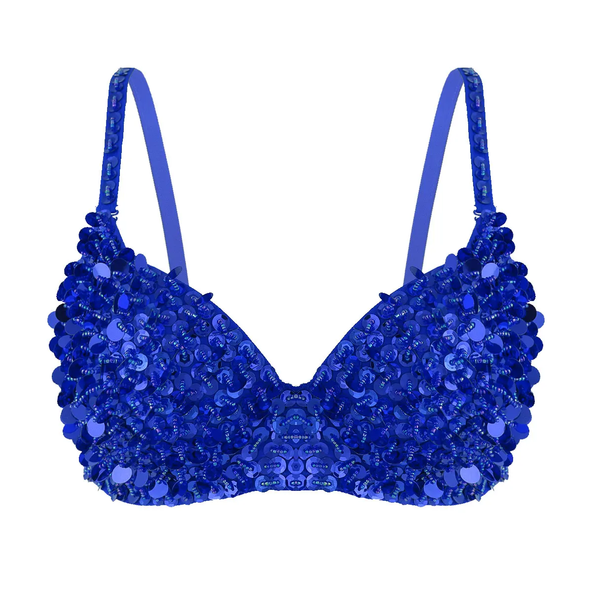 thumbnail image 1 of Tops para danza del vientre para mujer, cuentas de lentejuelas brillantes, sujetador acolchado, trajes de danza del vientre, Raves, fiesta, baile en barra, ropa para discoteca, 1 of 5