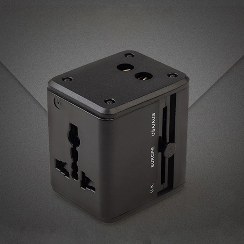 Многофункциональный переходник портативный универсальный адаптер USB для путешествия умное зарядное устройство - Цвет: Черный