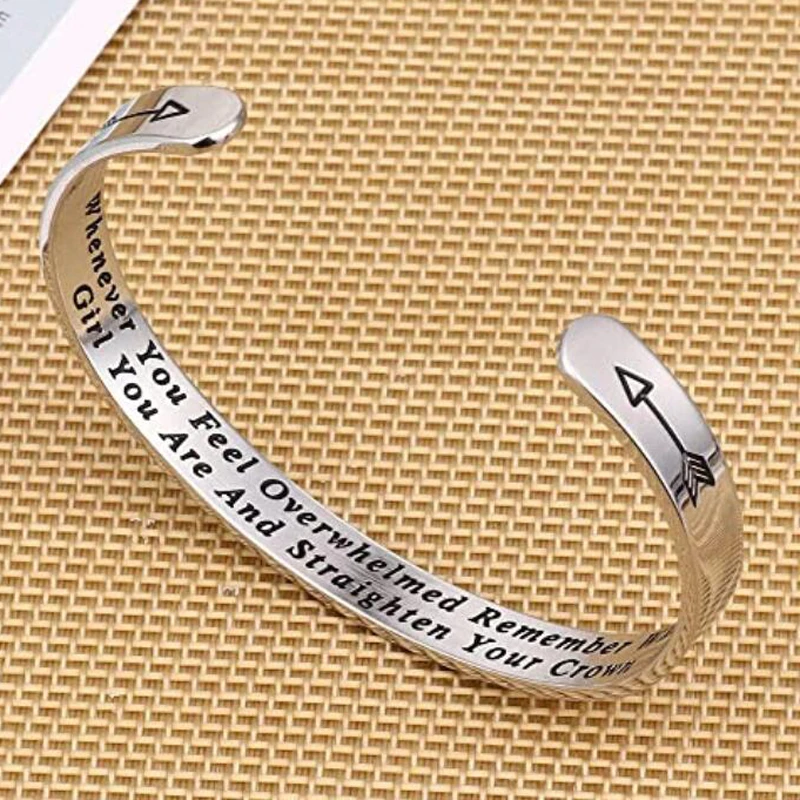 Whenever You Feel Overwhelmed Remember Whose Straighten Your Crown Bracelet Engraved Inspirational Bangle Gift for Mom Daughter bangle bracelet