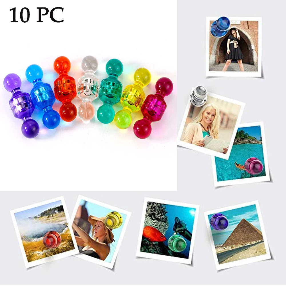 10Pcs Acrylic Mini Magnetic Pushpin Fridge Magnets Multi-color Thumbtack Notice Board Marker Message Holder Office School Supply