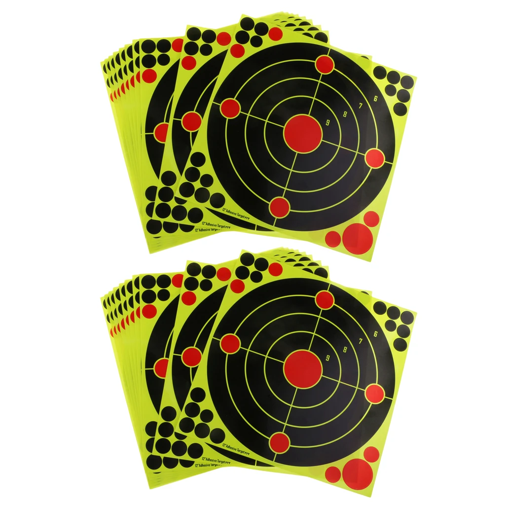 20pcs 12''x12'' Self adhesive Splatter & Reactive Targets for Shooting Archery