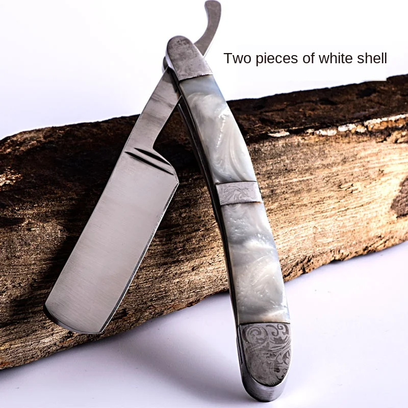 

Two Paragraph White Shell Traditional Vintage Razor Manual Razor Shaving Knife Razor Knife Retro Style Christmas Gifts G1125