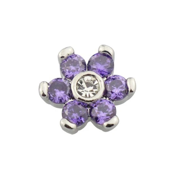 1PCS Stainless Steel Dermal Anchor Zircon Top Skin Implants Dermal Jewelry Sexy Surface Piercing Accessory 1.2MM/16G Screw - Окраска металла: PurPle Dermal