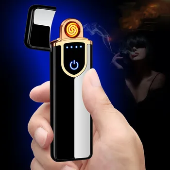 

Personality creative ultra-thin usb charging lighter touch screen induction double-sided ignition USB cigarette lighter