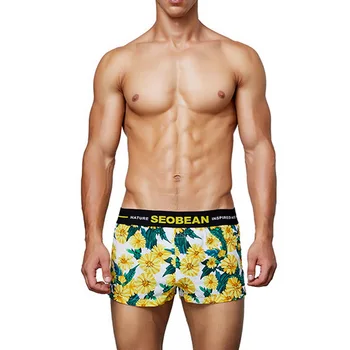 

MoneRffi Floral Printed Boxers Mens Comfort Panties 2020 Sexy Cotton Underwear Boxer Casual Sleepwear Sleeping Shorts For Men