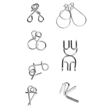 

7 Brain Teaser Metal Wire IQ Puzzle Ring Test Mind Game Child Toy