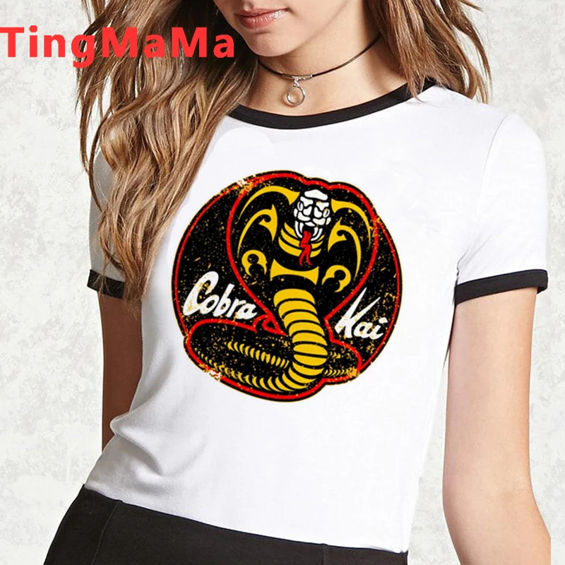 Camiseta de kárate Cobra Kai para mujer, Tops Kawaii de dibujos animados, camisetas gráficas Harajuku, ropa informal estilo Hip Hop, Unisex