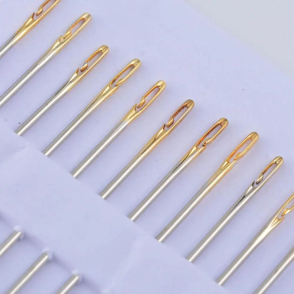 6/12Pcs Stainless Steel Large Eye Needles Leather Sewing Needle Gold Needle Embroidery Tapestry Hand Sewing Accessories