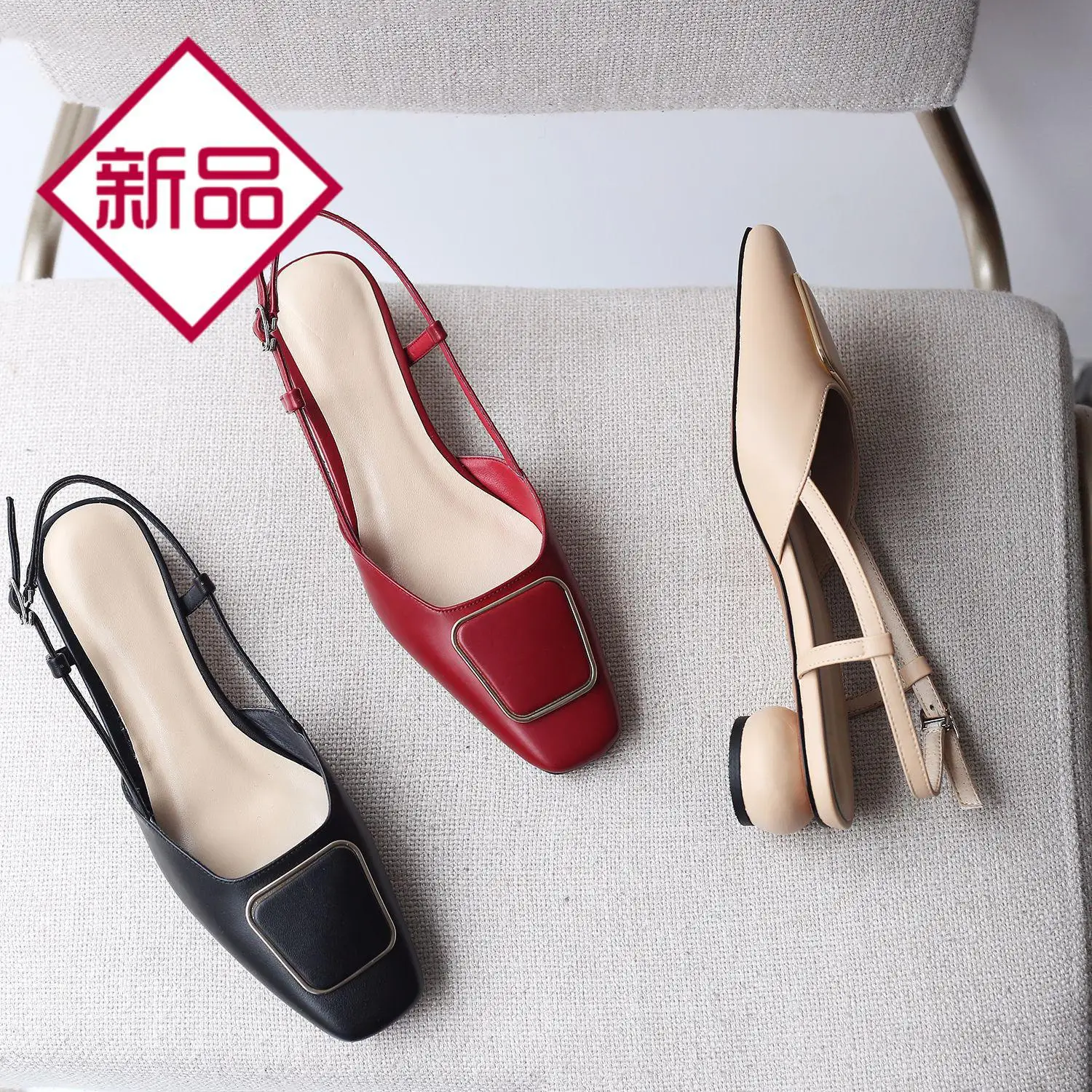 

Network Red Spring Summer New Style Versitile Fashion Hallow Chunky-Heel Shoes Elegant after Empty-Style Closed-toe Sandals Wome