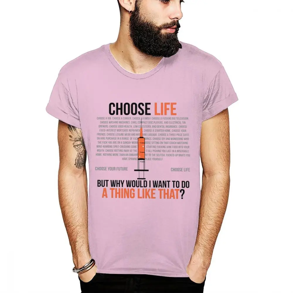 Crewneck Choose Life, тренировочная футболка в стиле хип-хоп для мужчин, хлопок, La Camiseta - Цвет: Розовый