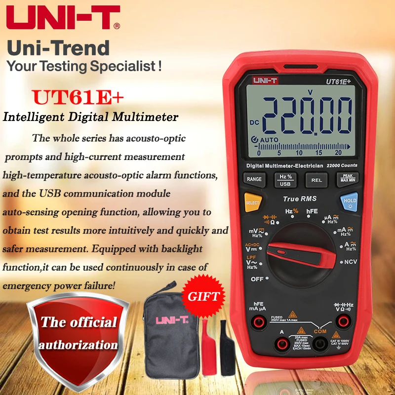 UNI T UT61B +/UT61D +/UT61E + True RMS интеллектуальный цифровой мультиметр Высокоточный
