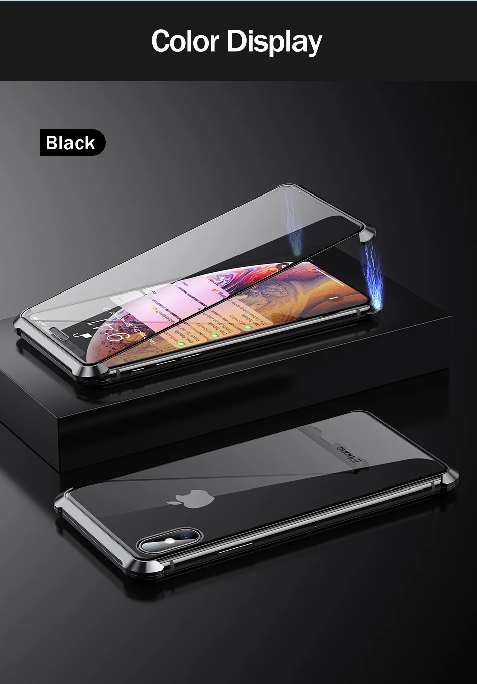 Магнитный чехол для iPhone X XS Max XR YKZ, металлический магнит, адсорбция, закаленное стекло, защитный чехол для телефона, чехол для iPhone 8, 7 Plus