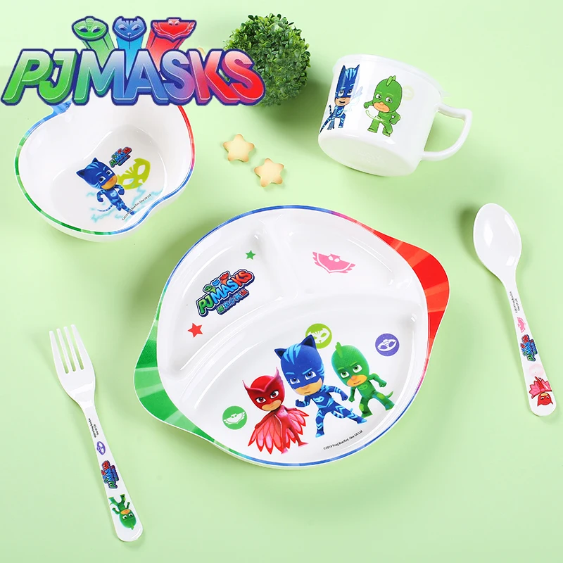 

Original Pj Masks Genuine Outdoor Tableware Kids Toys for Children Cartoon Action Figure Anti-fall Fork Spoon Gifts for Boys
