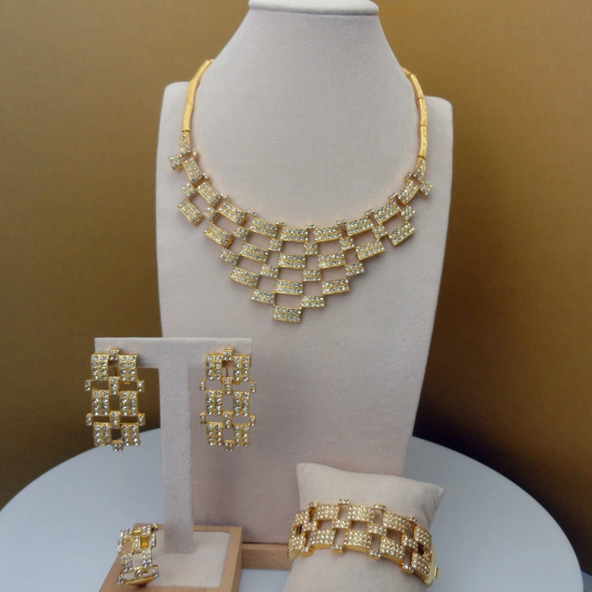 Yuminglai Dubai Costume Jewelry Fancy Rhinestone Jewelry Sets FHK5828