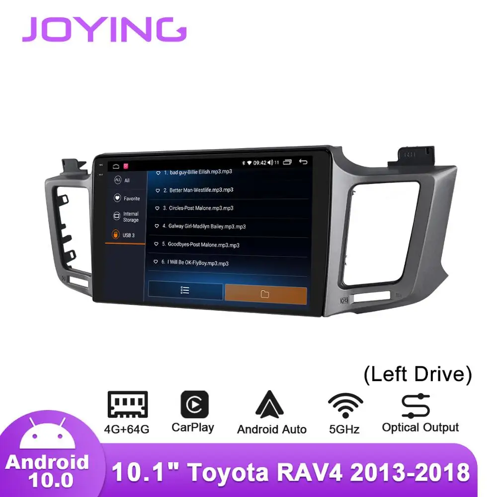 Автомобильное радио Joying Android 10 для Toyota RAV4 2013 2018 левый привод GPS Carplay DSP SPDIF сабвуфер