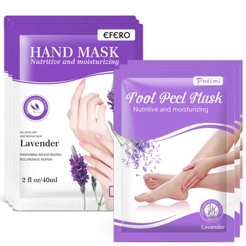

2Pair Lavender Exfoliating Foot Mask Remove Dead Skin Foot Patches Pedicure Socks Skin Care Moisturizing Whitening Hand Masks
