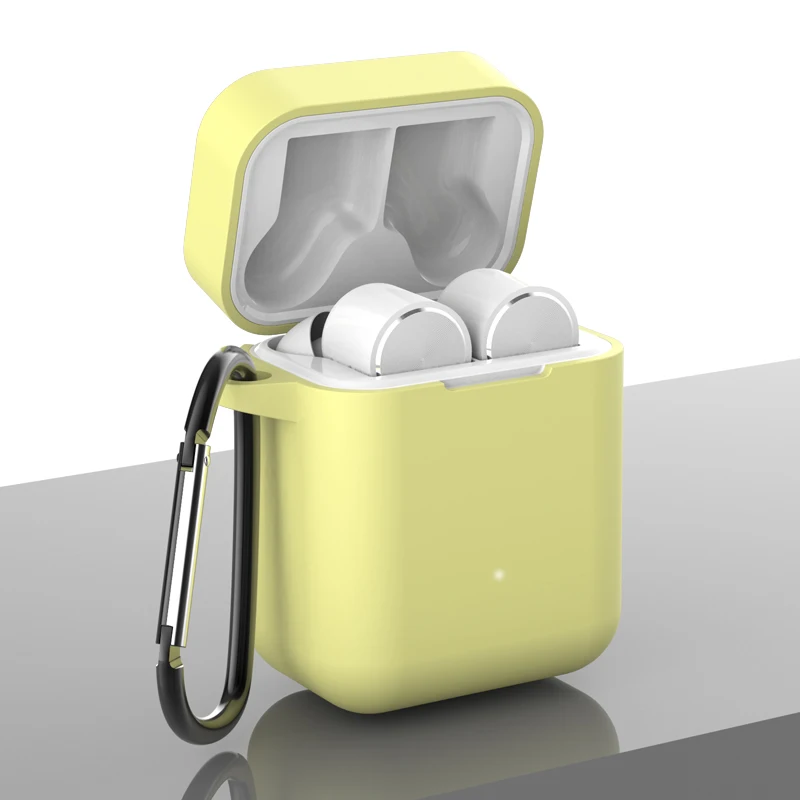 Yellow Силиконовый чехол для Xiaomi Airdots Pro ударопрочный наушник защитная сумка-чехол для Xiaomi Air гарнитура TWS аксессуары с крюком - Цвет: Yellow