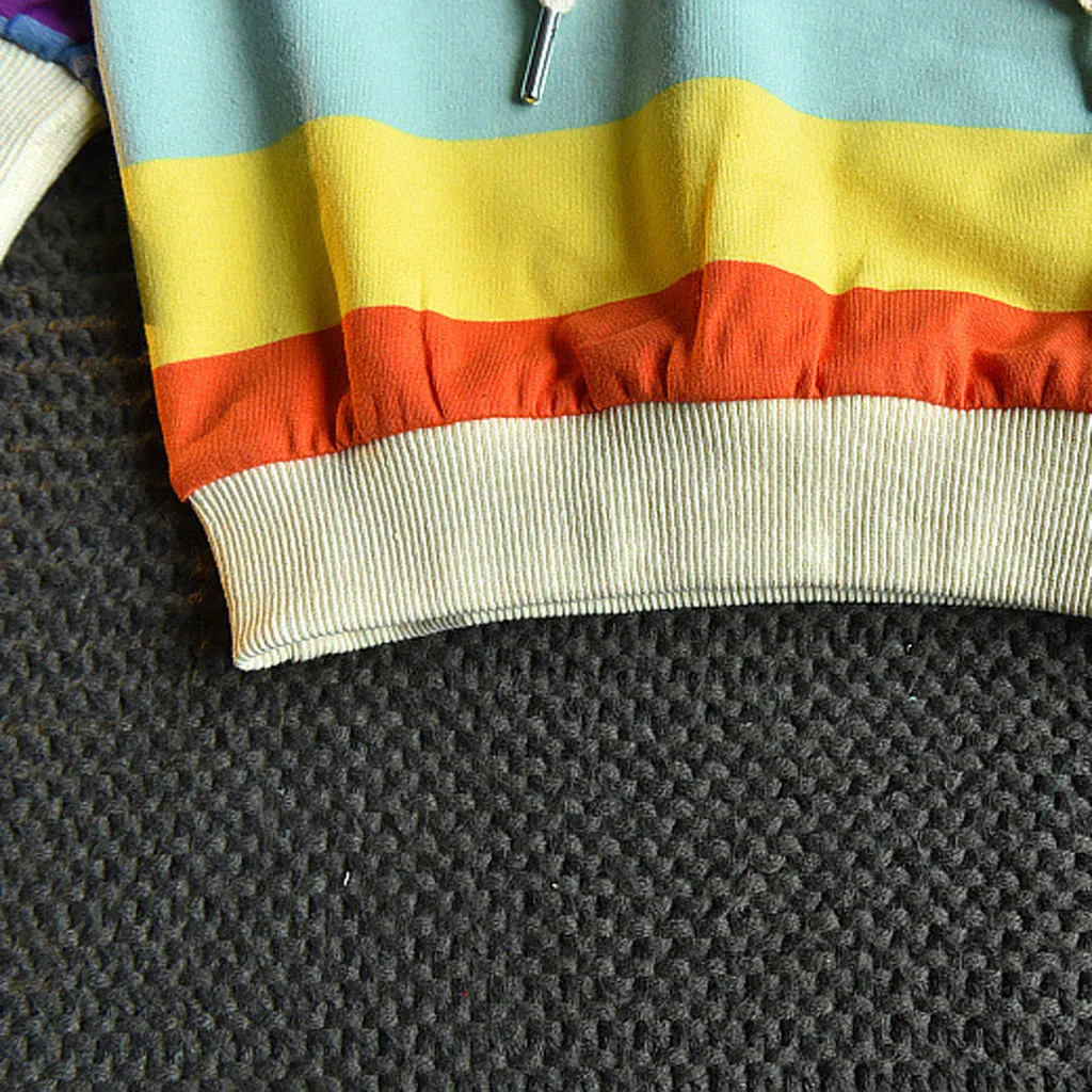 Дизайн, радужная Детская толстовка с капюшоном зимняя детская рубашка для маленьких девочек одежда для малышей хлопковая цветная одежда с принтом L5010918