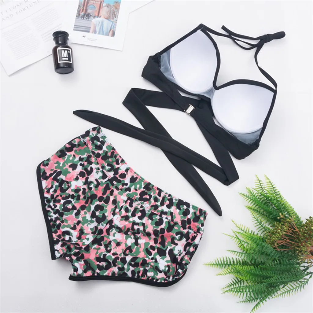JAYCOSIN triangle split sexy bikini swimwear women summer camouflage print two-piece bikini fashion beach halter strap swimwear 