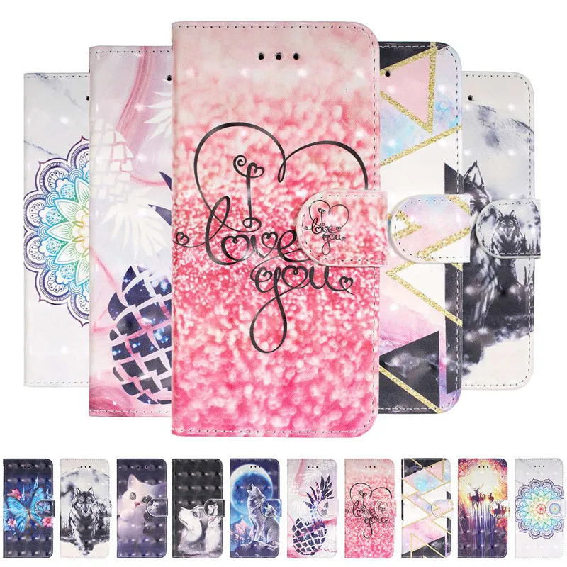 

Wolf pattern leather Case for Redmi Note 8T 8A K20 Pro 10 Styles 3D Painted Flip Cover Cases for Xiaomi A3 Lite 9T Pro CC9E 2019