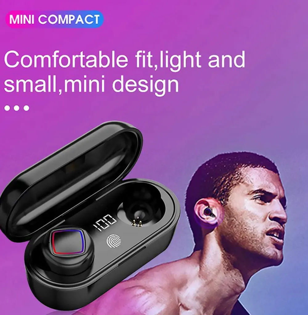 B19 TWS Bluetooth 5,0, беспроводная bluetooth-гарнитура, светодиодный, Цифровые сенсорные наушники, спортивные, беспроводные наушники, зарядная коробка для телефонов