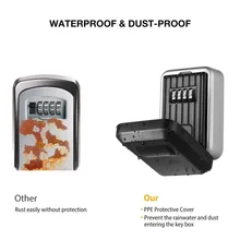 

Mini Storage Key Box Key Storage Lock Box Wall-mounted Key Safe with 4 Digit Combination Waterproof Cover for Outdoor Use