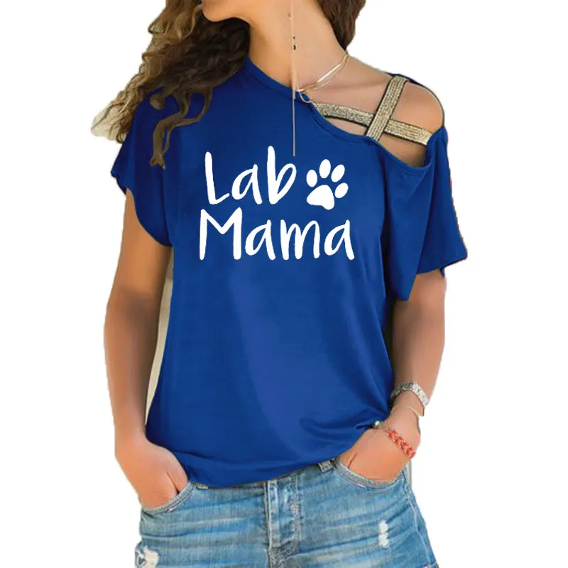 Lab Mom Lab Mama Labrador Retriever рубашка с буквенным принтом женская Повседневная футболка Милая любимая безразмерная футболка с перекрещивающимися полосками - Цвет: 11