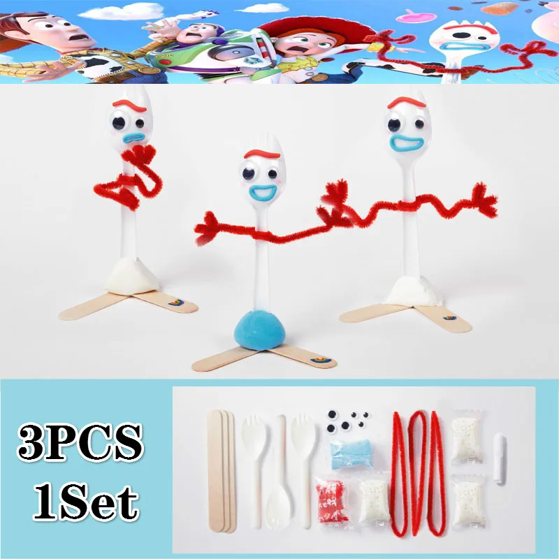 

3Pcs 14cm Diy Forky Buzz Lightyear Toy Story 4 Cartoon Woody Jessie Action Figure Collectible Doll Toys for Children