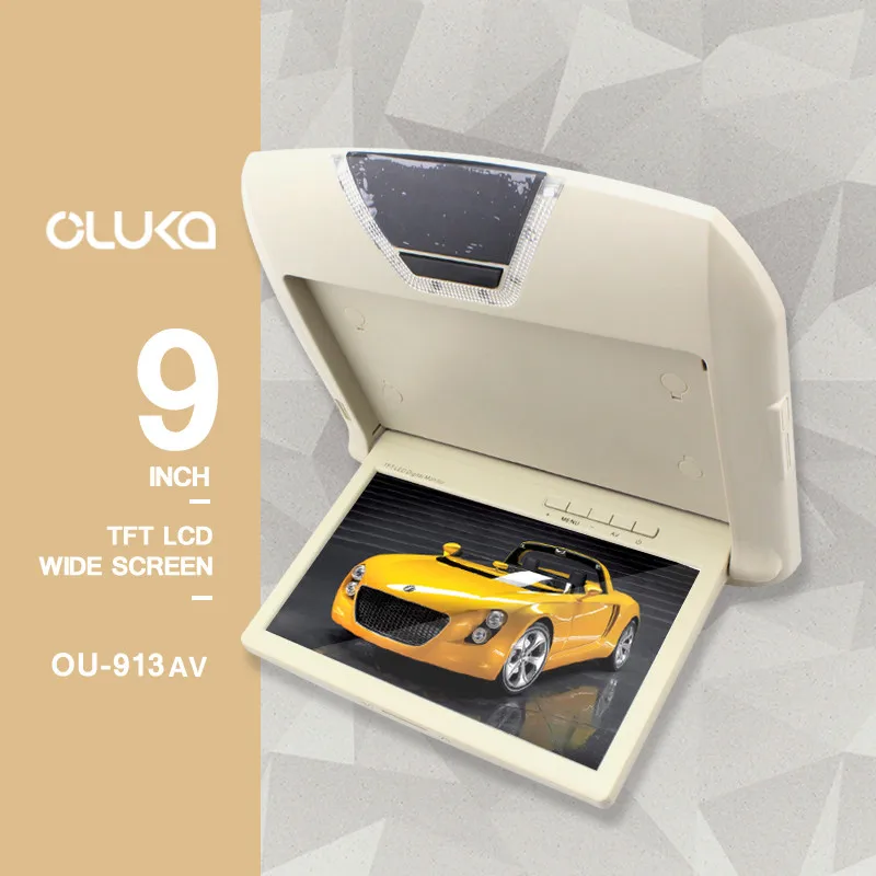 

9 Inch Car Monitor CD Player Dome Lights DVD Digital Screen LCD Color Roof Mount Display ABS Multimedia Video TFT Flip Down