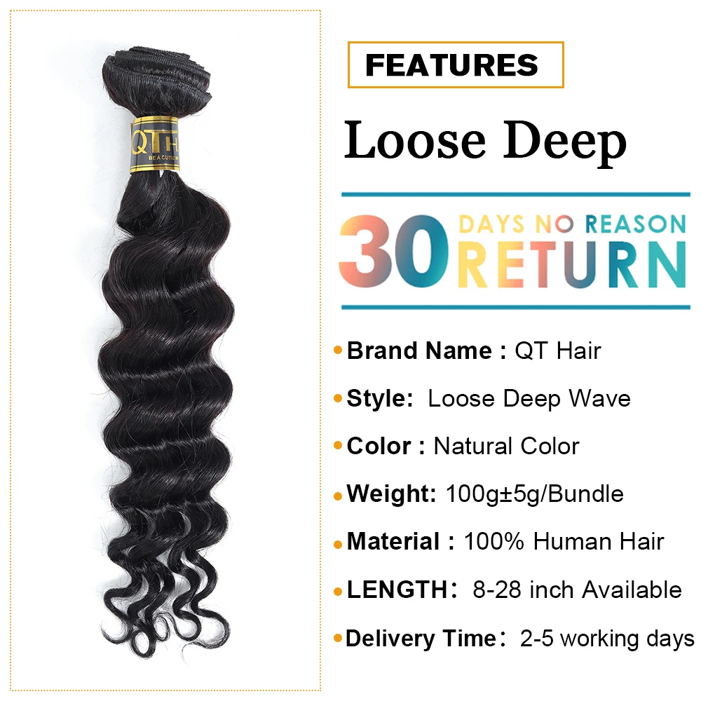 Loose Deep Wave Bundles With Closure Brazilian Hair Weave Bundles With Closure 4pc/lot Non-Remy Human Hair Frontal