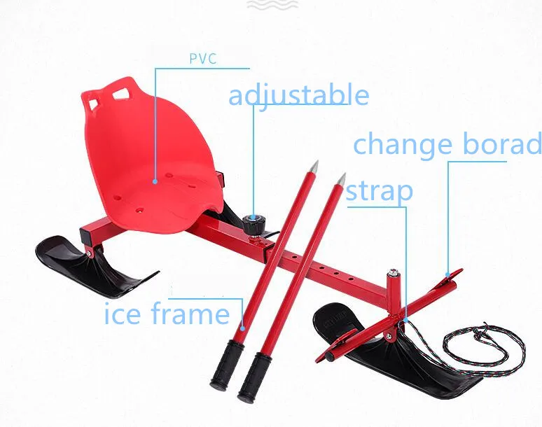 Лыжный borad play on snow ski snow car for big adlut - Цвет: Розовый