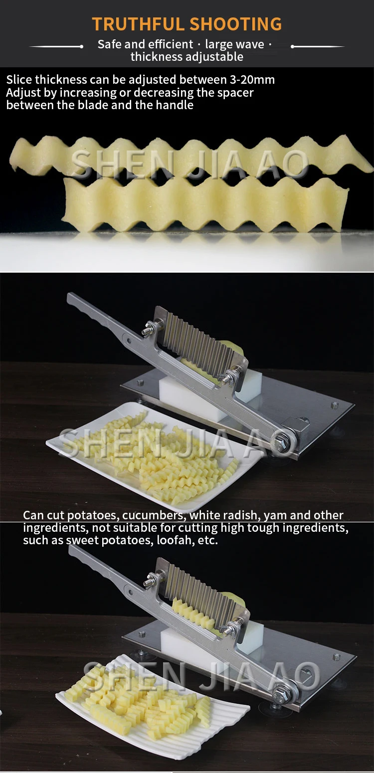Manual Wave Spike Potato Machine Stainless Steel Cutting French Strip Cutters Ar