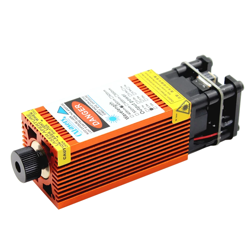 OXLasers 462nm 465nm 2000mW синий лазерный модуль 12V 2W фокусируемая Лазерная режущая головка для DIY гравировки с PWM контроллер ТТЛ - Цвет: Orange Heatsink