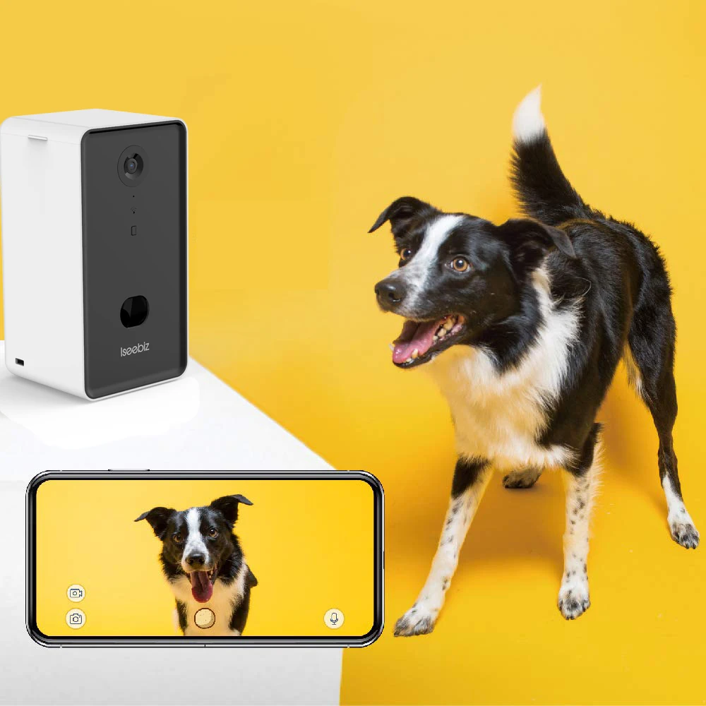 Iseebiz дозатор для собак с дистанционным управлением Wi-Fi для домашних животных с двусторонним аудио и ночным видением