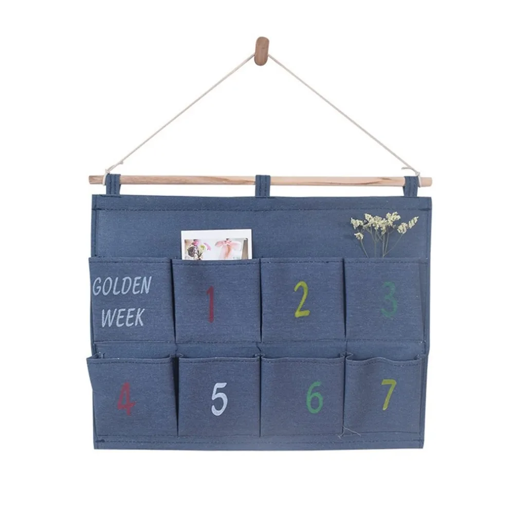 

Cotton Linen Wall Hanging Storage Bag Wall Mounted Wardrobe Closet Hang Bag Sundries Cosmetics Toy Organizer