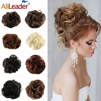 

Alileader High Quality Curly Hair Donutelastic Band Donut Updo Ponytail Curly Hair Buns Synthetic Messy Bun Ponytail Women Hair