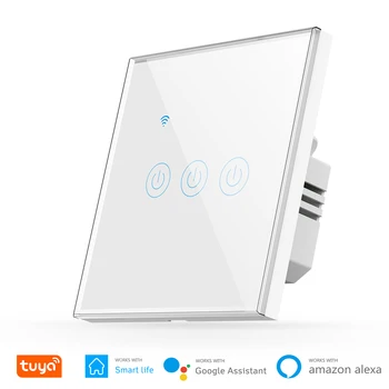 

Tuya WiFi Smart Light Switch No Neutral Wire Required Wall Touch Voice Control Switch For Google Home Amazon Alexa Voice Control