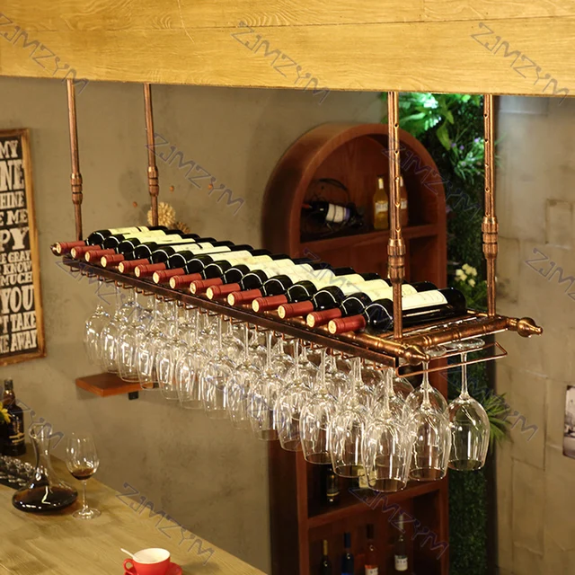 14796円 激安な 壁に取り付けられたワインラック 金をぶら下げているワイングラスラック バー レストラン キッチン用のゴブレットホルダー鉄フローティングワインシェルフオーガナイザー