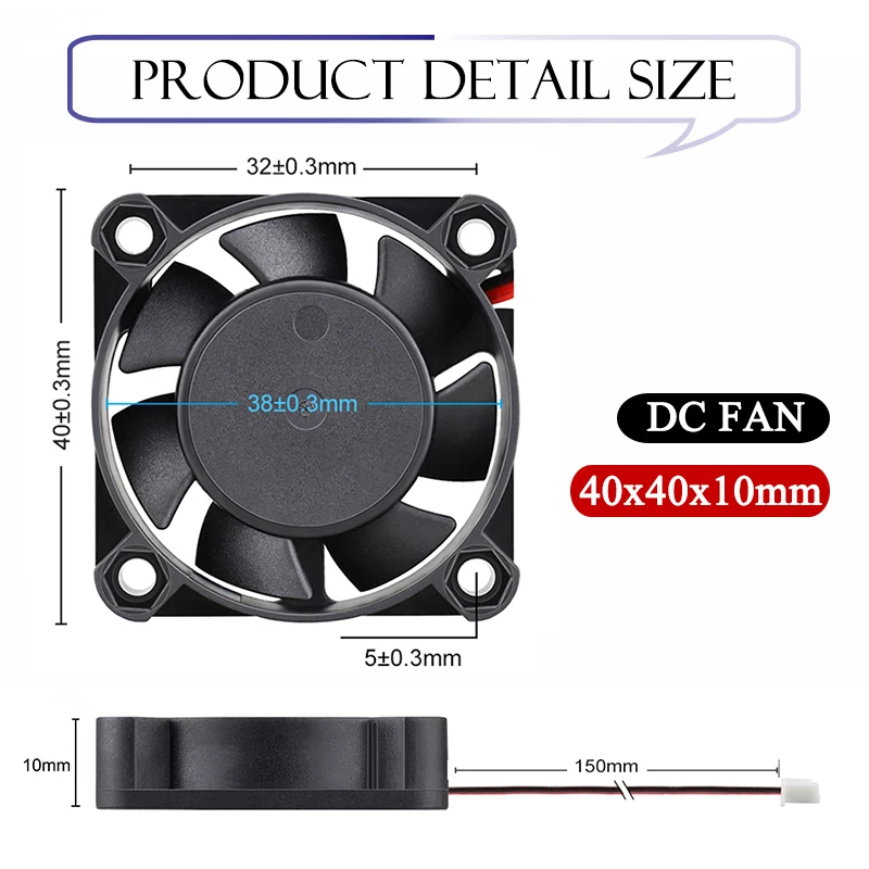 Gdstime-ventilador de Refrigeração para Caixa de Computador Rolamento de Esferas de Pinos dc 24v 12v 5v 40 mm x 40 mm x 10 mm Peças - Imagem 3