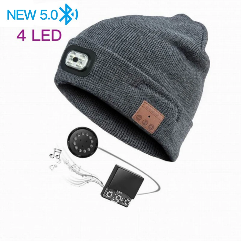 Bluetooth Earphone Music Hat Winter Wireless Headphone Cap Headset With Mic Sport Hat For Xiaomi Phone Portable Headset