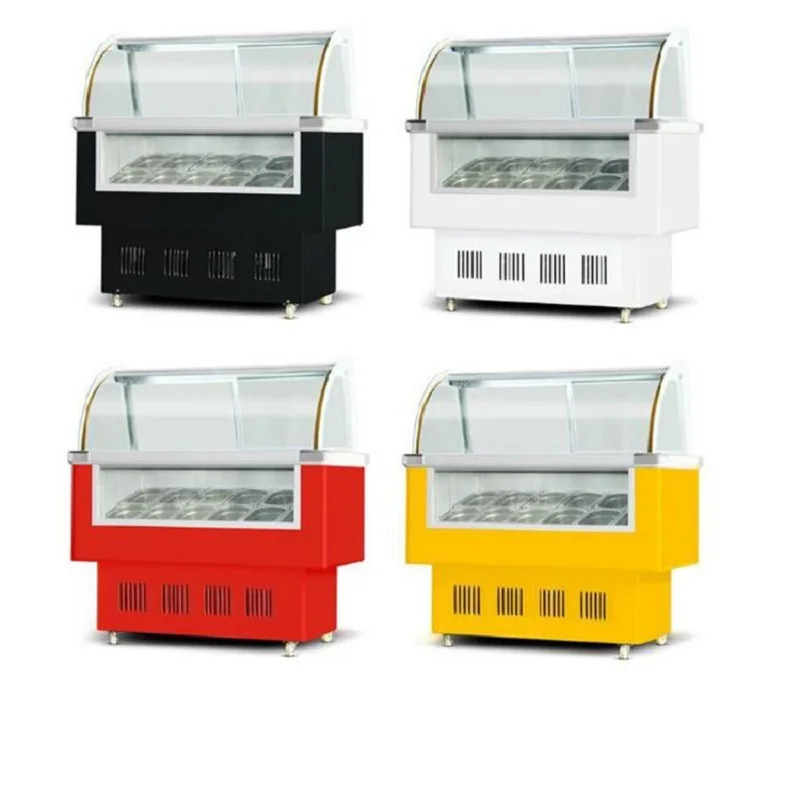 10pans Curved glass gelato ice cream display showcase refrigerator freezers free shipping