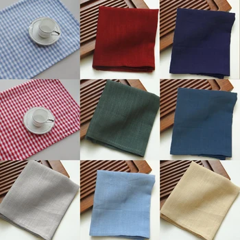 

Cotton Linen Cloth Lattice Napkin Wedding Kitchen Restaurant Soft Wear-resistant Cup Dishes Napkins Table Decorative Tea Towel